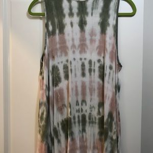 Olive green and mauve pink long top